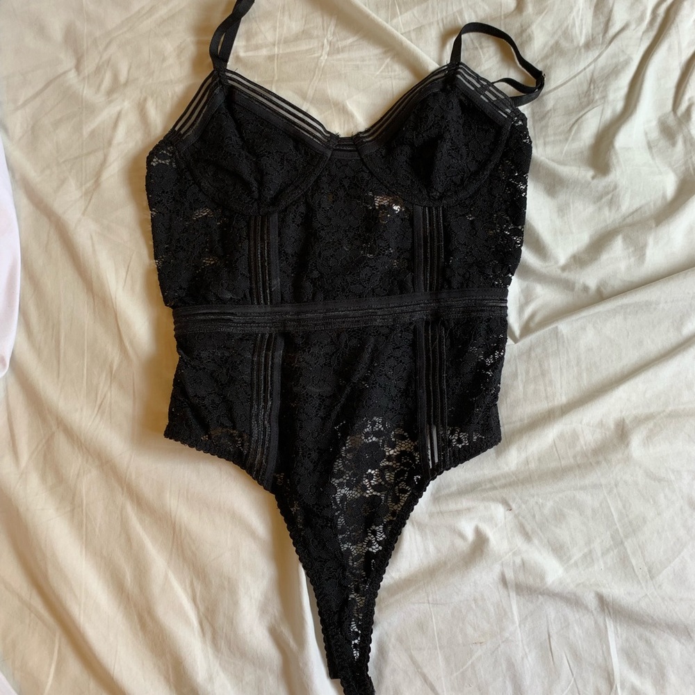 Black lace leotard.